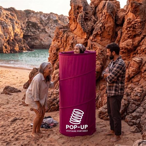 استخدام خيمة تغيير الملابس EASY POP UP على الشاطئ الصخري